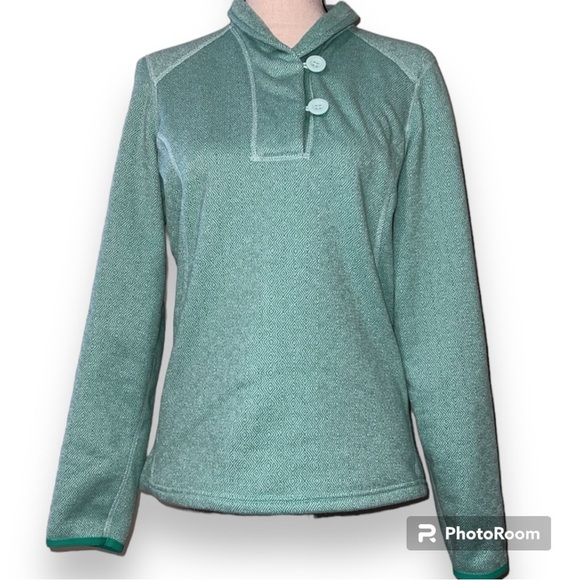 The North Face M fleece lined sweatshirt mint green l long sleeve button closure - Picture 1 of 13